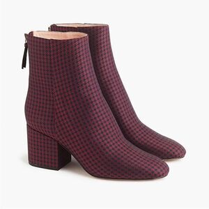 J.Crew Boots Sadie Zip Silk Tie Print Navy Red Ankle Booties